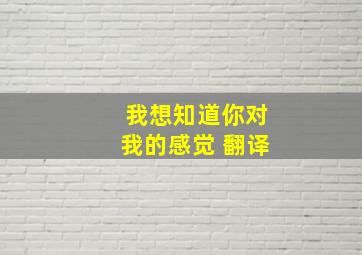 我想知道你对我的感觉 翻译